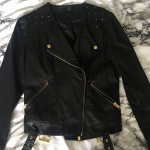 NWOT Forever 21 Faux Leather Belted Biker Jacket